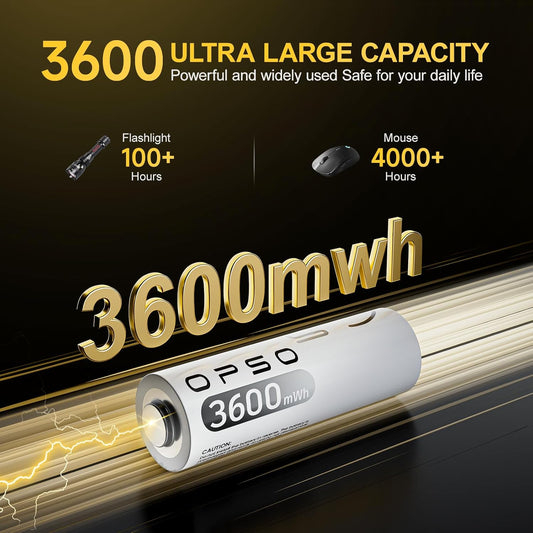 Lithium AA Rechargeable Batteries with Charger (8 Pack) - 1.5V 3600mWh High Capacity, Quick Charge 3H,2000+ Cycles for Blink Camera, Xbox Controller, Doorbell, Toys - Replaces NiMH/NiCd Batteries