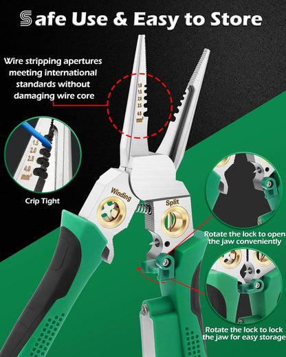Fiaitio 8 In 1 Wire Stripper with Voltage Tester